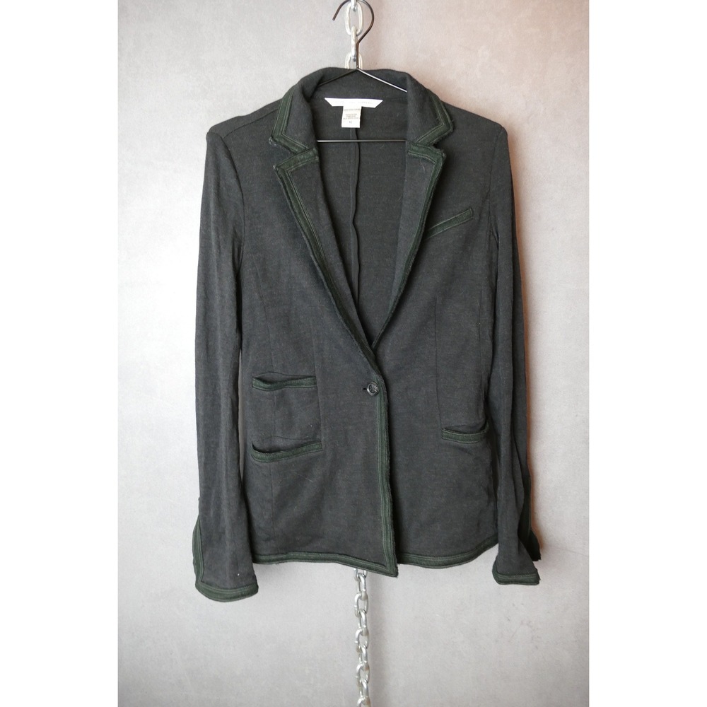 DIANE VON FURSTENBERG DVF Knit Blazer Jacket Charcoal Grey Wool Size 12